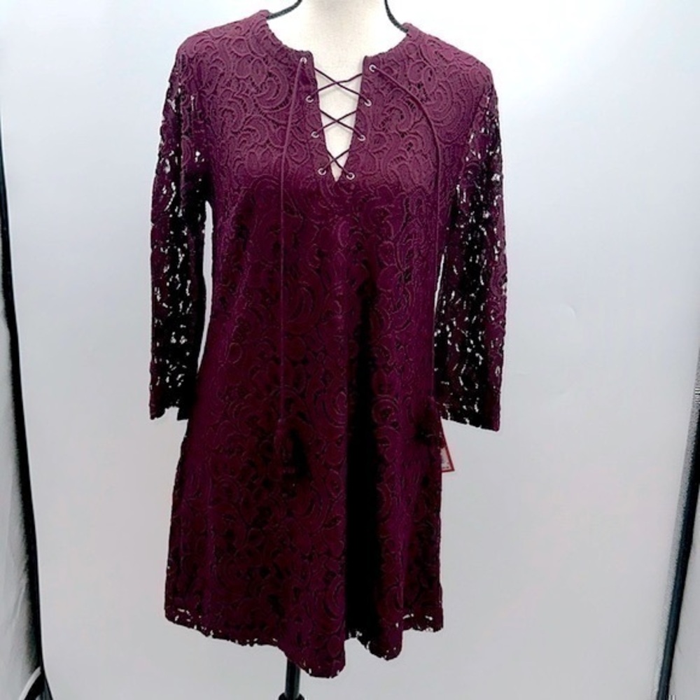 NWT Xhileration maroon lace a-line mini dress size small - Picture 1 of 9